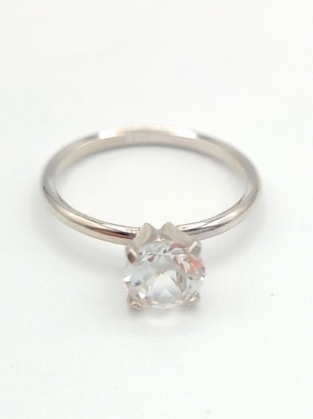 Classic Silver Tone Solitaire Crystal Ring